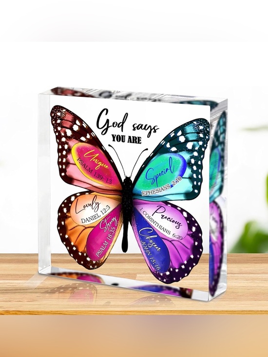 Accessories - New Butterfly Acrylic “GOD SAYS YOU ARE” Multicolored Decor Display